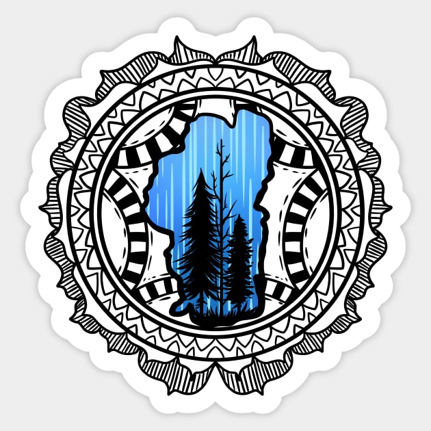 Lake Tahoe - Mandala Sticker by Manfish Inc.